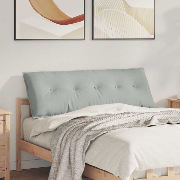 vidaXL Coussin de Dos Gris clair 140 x 50 cm Tissu en velours c&ocirc;tel&eacute;