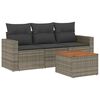vidaXL Salon de jardin 4 pcs avec coussins gris r&eacute;sine tress&eacute;e