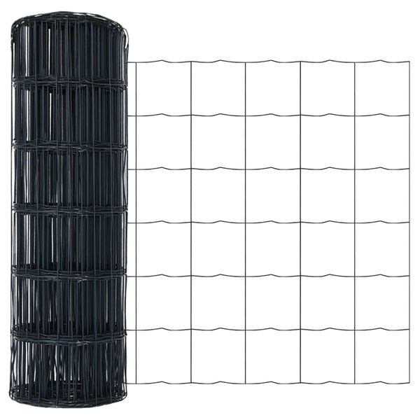 vidaXL Cl&ocirc;ture Euro Gris 0,6 x 50 m Fer rev&ecirc;tu de PVC