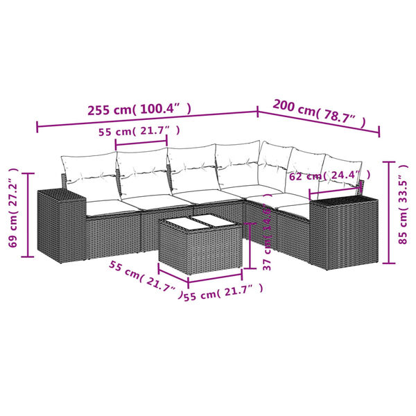 vidaXL Salon de jardin avec coussins 7 pcs beige r&eacute;sine tress&eacute;e
