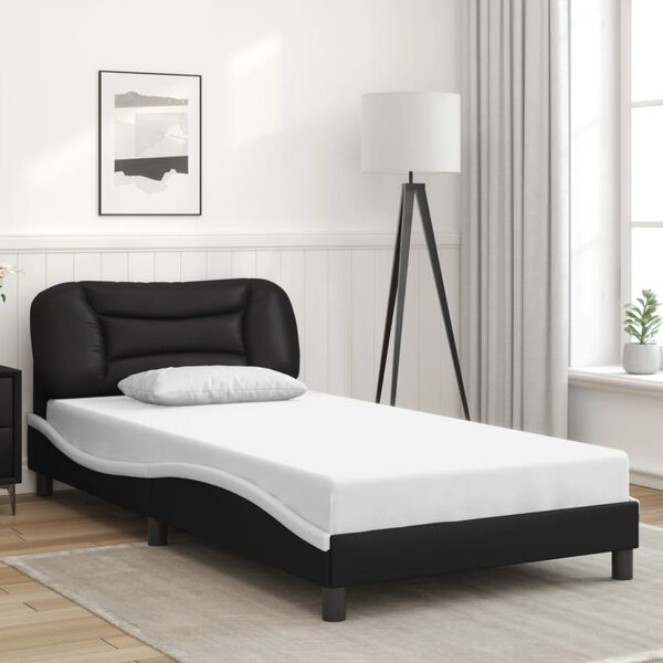 vidaXL Cadre de lit avec LED sans matelas Hvar noir et blanc 100x200 cm