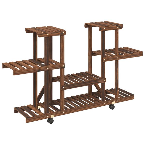 vidaXL Support &agrave; fleurs avec roues 110x25x78 cm bois massif de sapin