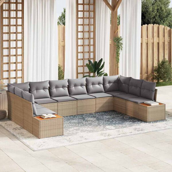vidaXL Ensemble de canap&eacute; de jardin 10 pcs beige et gris clair