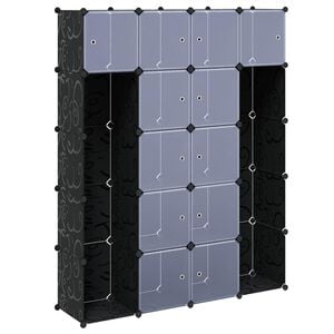 vidaXL Armoire modulaire 14 compartiments Noir et blanc 37x146x180,5cm