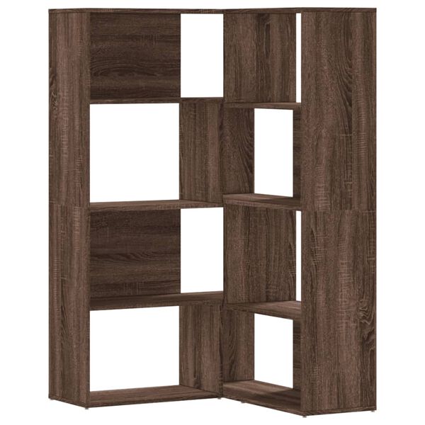 vidaXL Biblioth&egrave;que d'angle &agrave; 4 niveaux ch&ecirc;ne marron bois d'ing&eacute;nierie