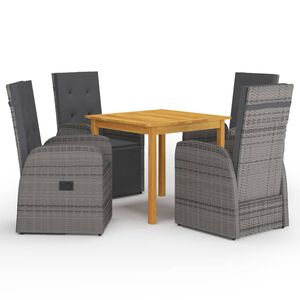vidaXL Ensemble &agrave; manger de jardin 5 pcs Gris