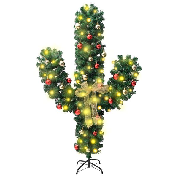 vidaXL Cactus de No&euml;l avec support et LED Vert 150 cm PVC