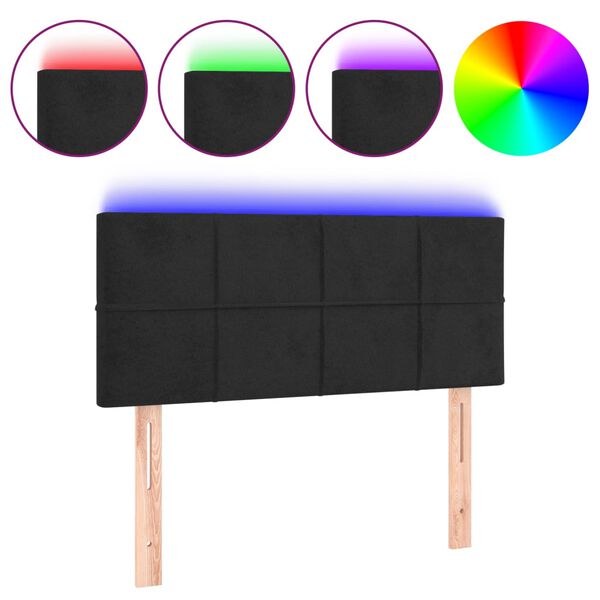 vidaXL T&ecirc;te de lit &agrave; LED Noir 80x5x78/88 cm Velours