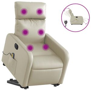 vidaXL Fauteuil inclinable de massage &eacute;lectrique cr&egrave;me similicuir