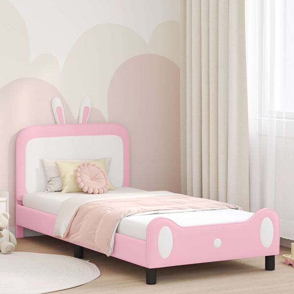vidaXL Cadre de lit pour enfants avec t&ecirc;te de lit Rose 80 x 200 cm PU