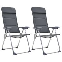 vidaXL Chaise de camping lot de 2 Gris 58x69x111 cm Aluminium