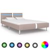vidaXL Cadre de lit avec LED sans matelas cappuccino 135x190 cm