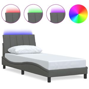 vidaXL Cadre de lit sans matelas Hanko gris fonc&eacute; 90x190 cm tissu