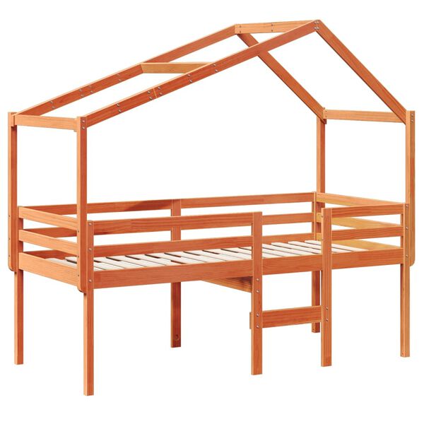 vidaXL Lit haut sans matelas cire marron 90x200 cm bois de pin massif