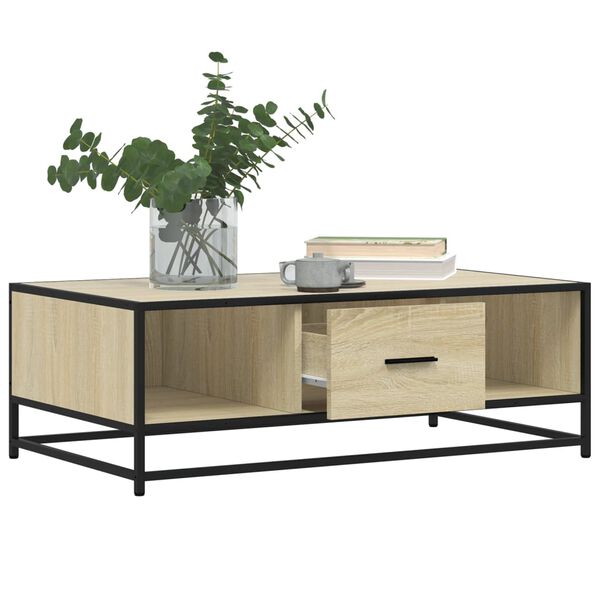 vidaXL Table basse chêne sonoma 100x57x35cm bois d'ingénierie et métal