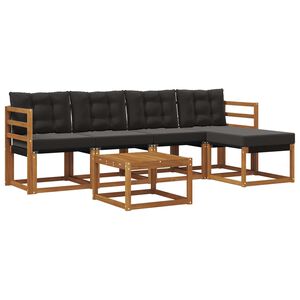 vidaXL Ensemble de canap&eacute;s d'ext&eacute;rieur 6 pc Naturel et noir