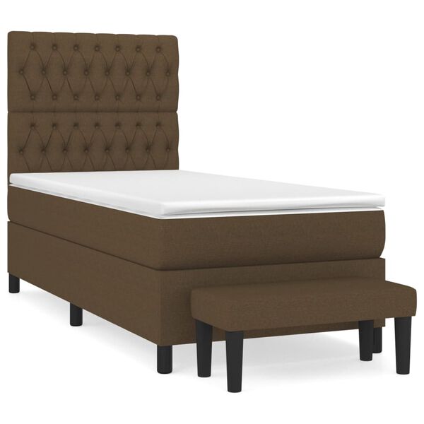 vidaXL Sommier &agrave; lattes de lit avec matelas Marron fonc&eacute; 90x200 cm
