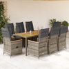 vidaXL Ensemble &agrave; manger de jardin 9 pcs coussins gris r&eacute;sine tress&eacute;e