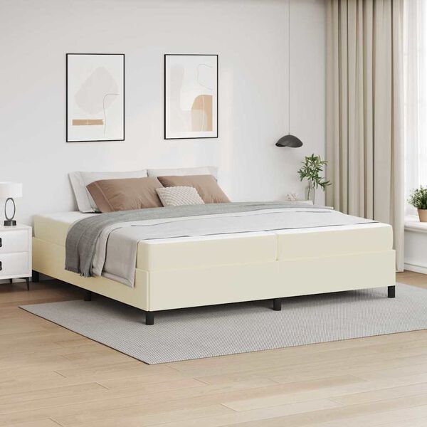 vidaXL Cadre de lit avec matelas Cr&egrave;me 200 x 200 cm tissu