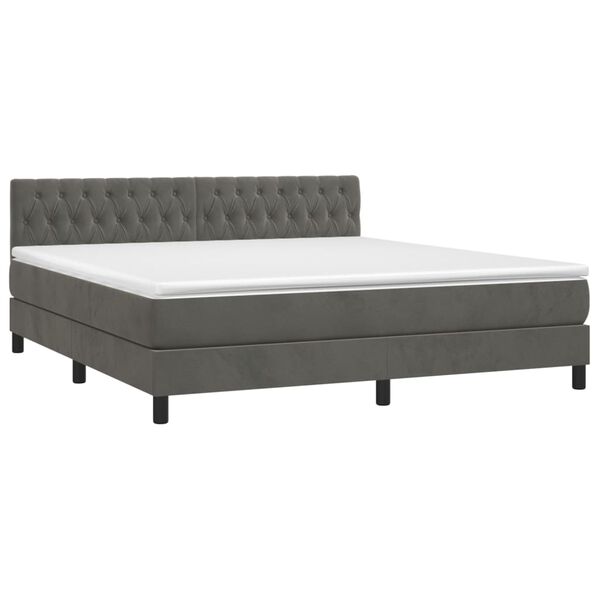 vidaXL Sommier &agrave; lattes de lit et matelas Gris fonc&eacute; 180x200cm Velours