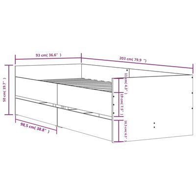 vidaXL Cadre de lit avec tiroirs sans matelas blanc 90x200 cm