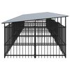 vidaXL Chenil d'ext&eacute;rieur avec toit pour chiens Acier 18,77 m&sup2;