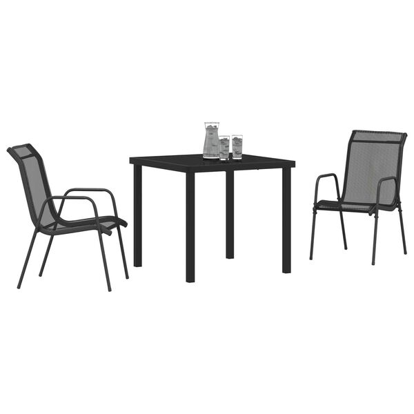 vidaXL Ensemble de salle à manger pour jardin 3 pcs Noir