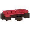vidaXL Ensemble de canap&eacute; de jardin 8 pcs avec coussins marron r&eacute;sine tress&eacute;e