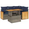 vidaXL Salon de jardin 5 pcs avec coussins gris r&eacute;sine tress&eacute;e acacia