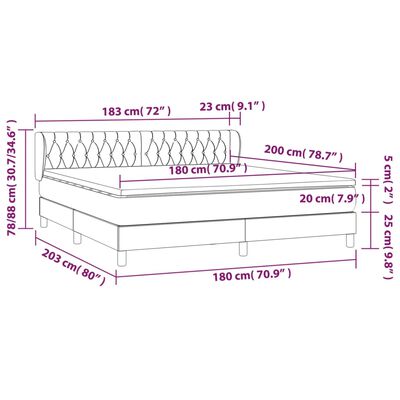 vidaXL Sommier à lattes de lit avec matelas Marron foncé 180x200 cm