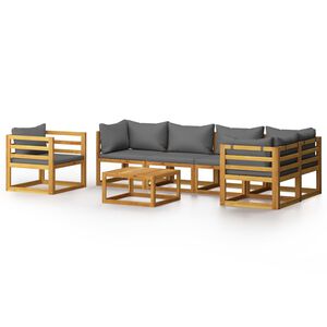 vidaXL Salon de jardin 7 pcs avec coussin Bois d'acacia solide