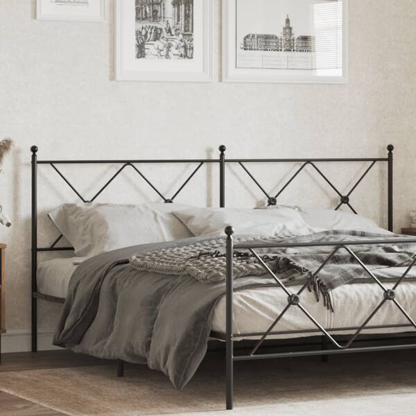 vidaXL T&ecirc;te de lit de remplacement m&eacute;tal noir 180 cm