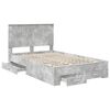 vidaXL Cadre de lit Gris b&eacute;ton 120 x 190 cm Bois d'ing&eacute;nierie