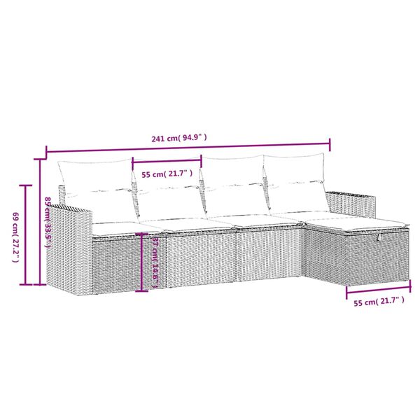 vidaXL Salon de jardin avec coussins 5 pcs beige r&eacute;sine tress&eacute;e