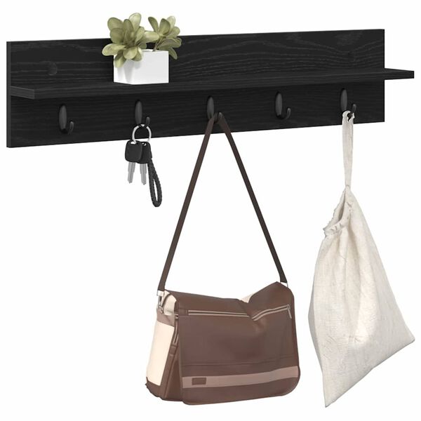 vidaXL Porte-manteau mural Montage mural Ch&ecirc;ne noir 80 x 10,5 x 18 cm