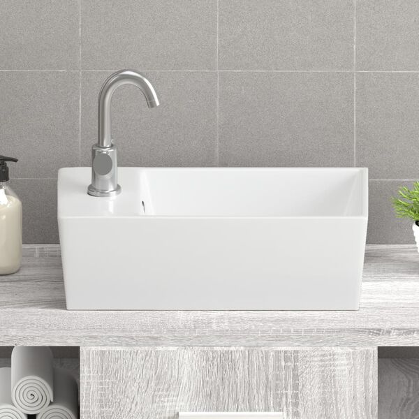 vidaXL Lavabo blanc 48x25x15 cm céramique