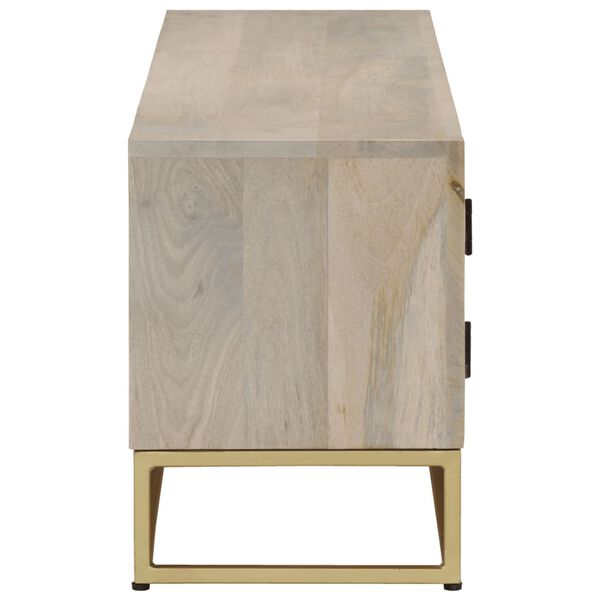 vidaXL Meuble TV 110x30x40 cm bois de manguier massif blanchi