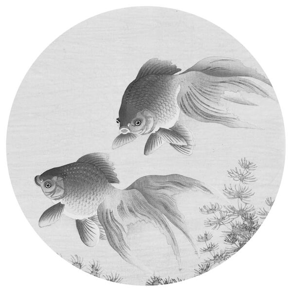 WallArt Papier peint cercle Two Goldfish 142,5 cm