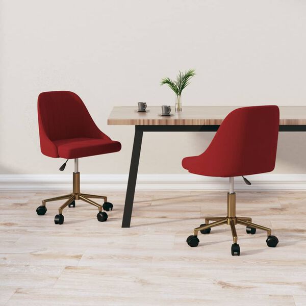 vidaXL Chaises &agrave; manger pivotantes lot de 2 rouge bordeaux velours