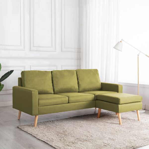 vidaXL Canap&eacute; &agrave; 3 places avec repose-pied Vert Tissu