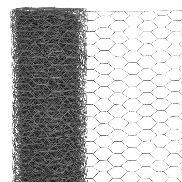 vidaXL Grillage Acier et revêtement en PVC 25 x 1 m Gris