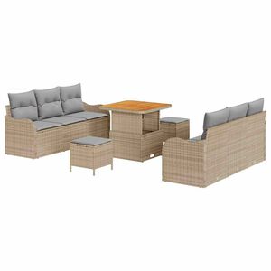 vidaXL Ensemble de canap&eacute; de jardin 9 pcs Beige et Gris clair
