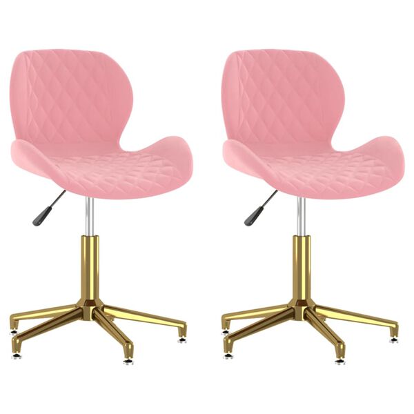 vidaXL Chaises pivotantes &agrave; manger lot de 2 rose velours