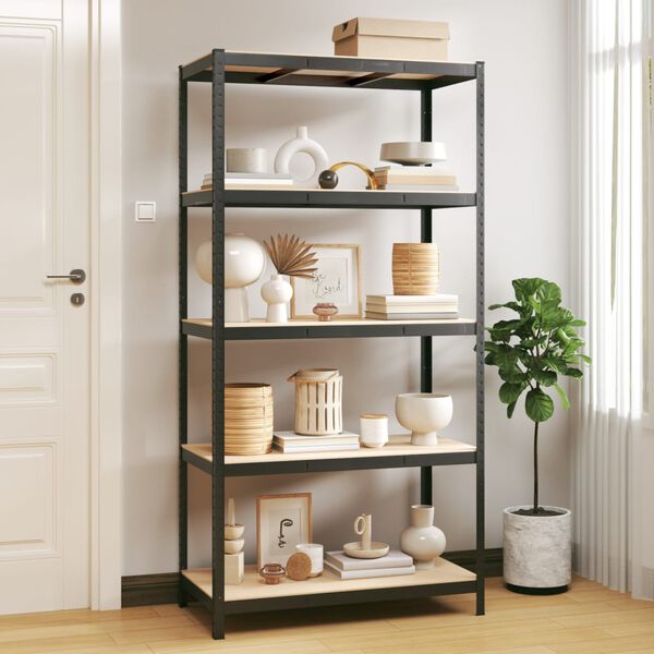 vidaXL &Eacute;tag&egrave;re de rangement 5 niveaux Anthracite Acier bois ing&eacute;nierie
