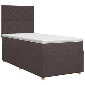 vidaXL Lit boxspring avec matelas Marron fonc&eacute; 80 x 200 cm Tissu