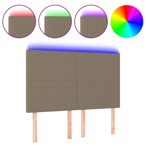 vidaXL T&ecirc;te de lit &agrave; LED Taupe 144x5x118/128 cm Tissu