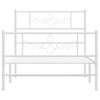 vidaXL Cadre de lit métal sans matelas avec pied de lit blanc 90x200cm