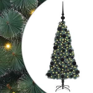 vidaXL Sapin de No&euml;l artificiel pr&eacute;-&eacute;clair&eacute; avec set de boules 120 cm