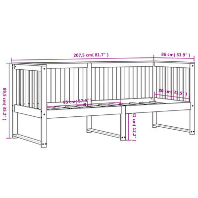 vidaXL Lit de jour sans matelas blanc 80x200 cm bois de pin massif