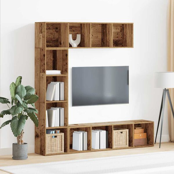 vidaXL Bibliothèques 3 pcs vieux bois bois d'ingénierie